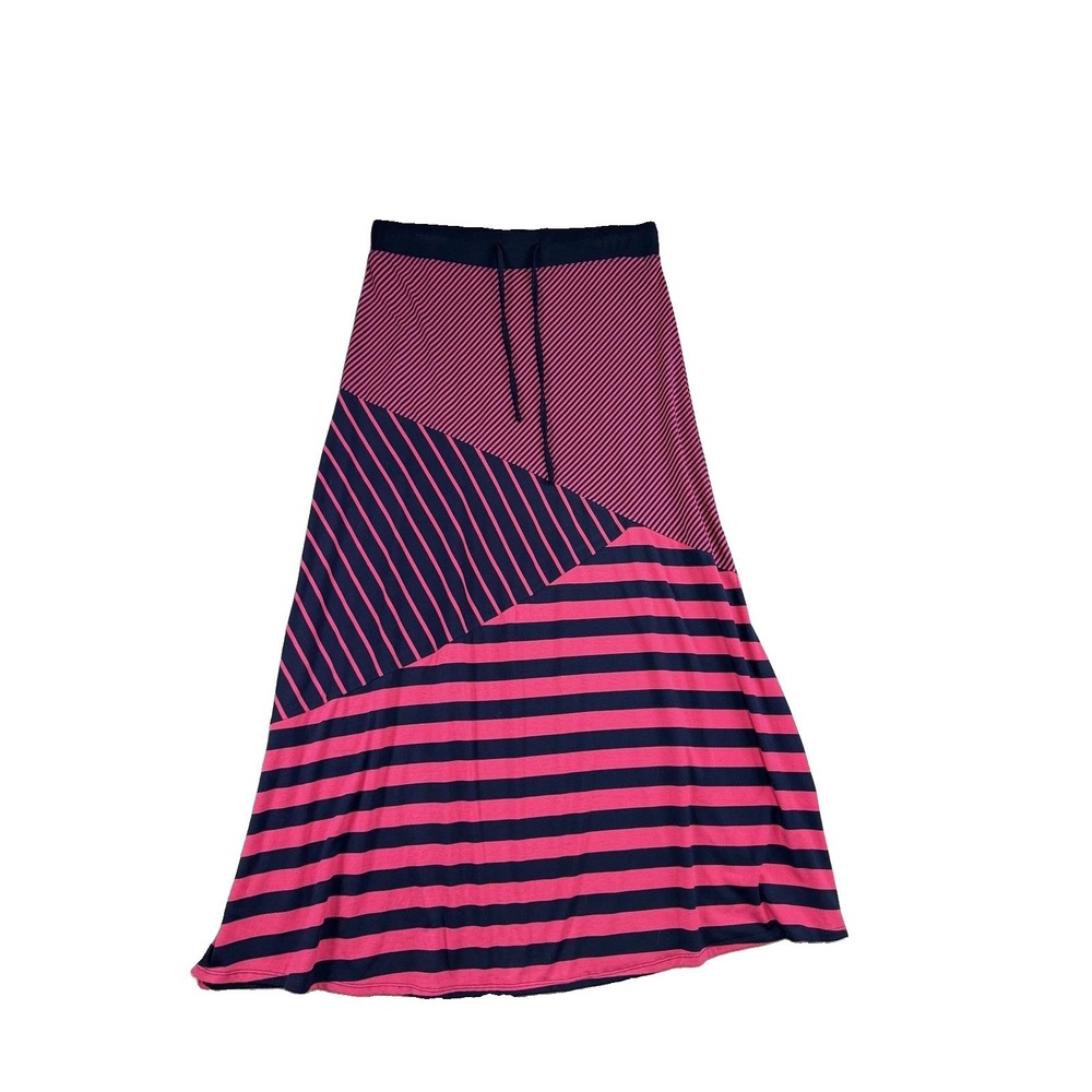 Maurice's Navy Blue & Pink Striped Maxi Skirt Size L 90's, Y2K Vibes, Stretch